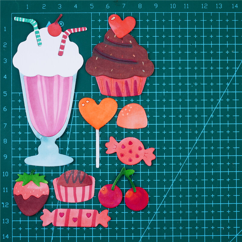 InLoveArts-Sweet Cupcakes Metal Corte morre, bebida Stencils, DIY Scrapbooking, gravação decorativa, cartões de papel DIY, artesanato morre