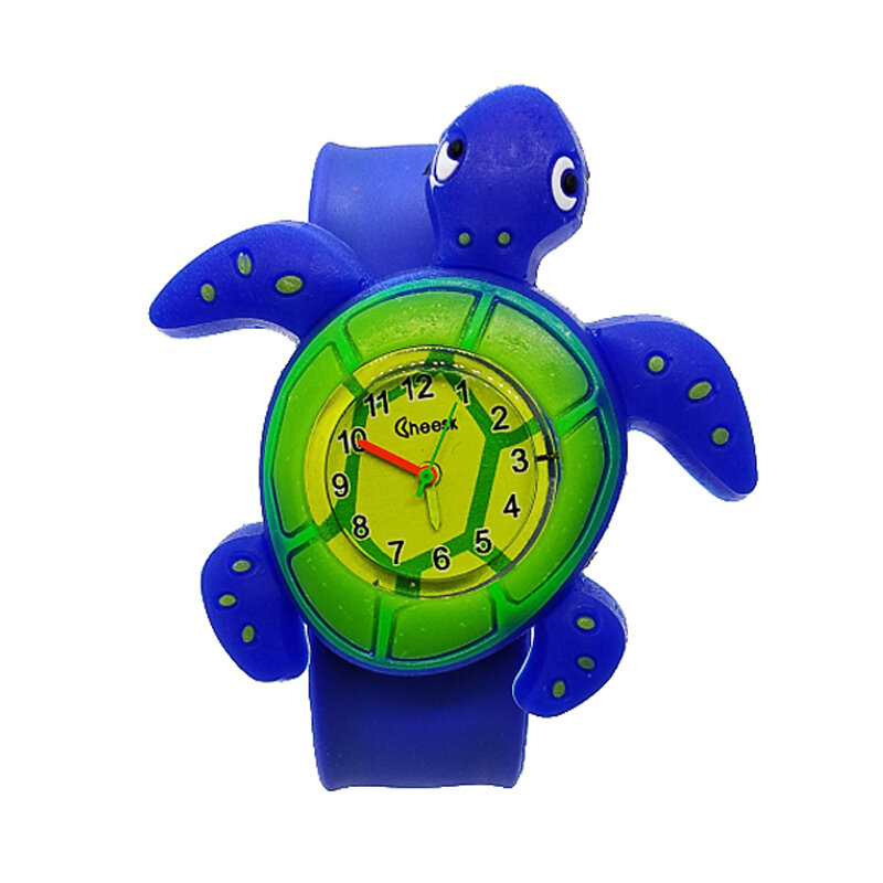 เด็กเรียนรู้นาฬิกาเด็กนาฬิกาเด็กชายหญิงควอตซ์นักเรียนนาฬิกาการ์ตูน Turtle เด็ก Tutor นาฬิกาของข...