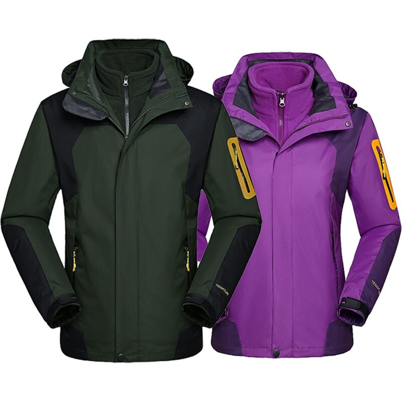Wodoodporne ciepłe kurtki dwa w jednym Camping wspinaczka narciarstwo piesze wycieczki odkryty płaszcz dla par jakość wiatrówka sportowa zima jesień