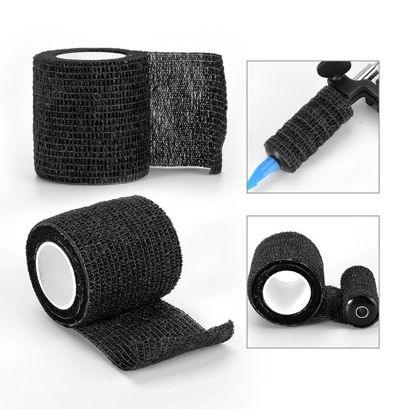 Black Tape Tattoo Handle Bandage Anti-slip Athletic Nonwoven Waterproof Disposable Self-adhesive Elastic Bandage Grip Cover Wrap