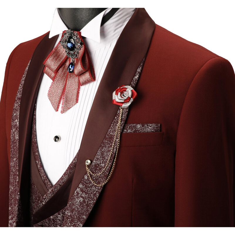 DARO-esmoquin rojo vino para novio, traje de boda, esmoquin de fiesta, novedad de 2023