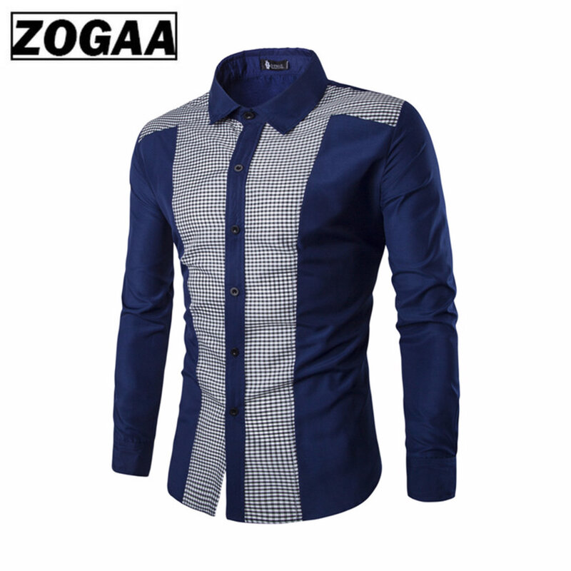 Zogaa 2020 novo clássico camisas masculinas primavera outono manga longa turn-down colarinho formal camisas sociais dos homens de negócios
