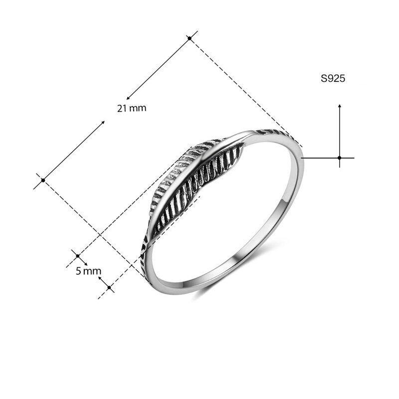 Женские винтажные кольца XINSOM из 100% настоящего стерлингового серебра 925 пробы, модные кольца в форме перьев для вечеринок, ювелирные украшен...