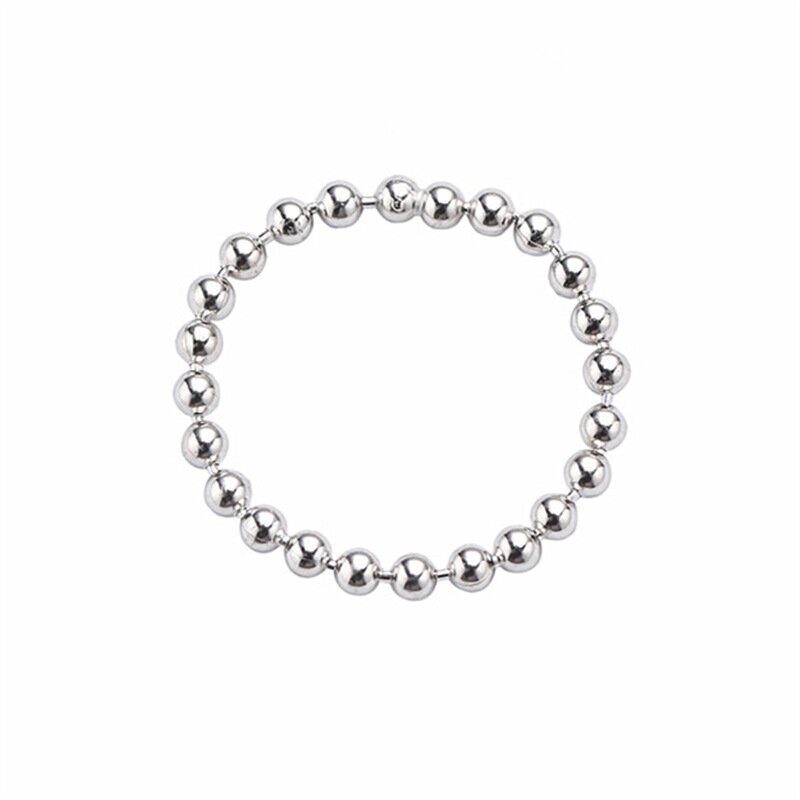 Anéis de prata esterlina 925 real para mulheres, dedão de contas, simples, pontilhado, anel de empilha, 2019, minimalista, ajustável, faixa de bola