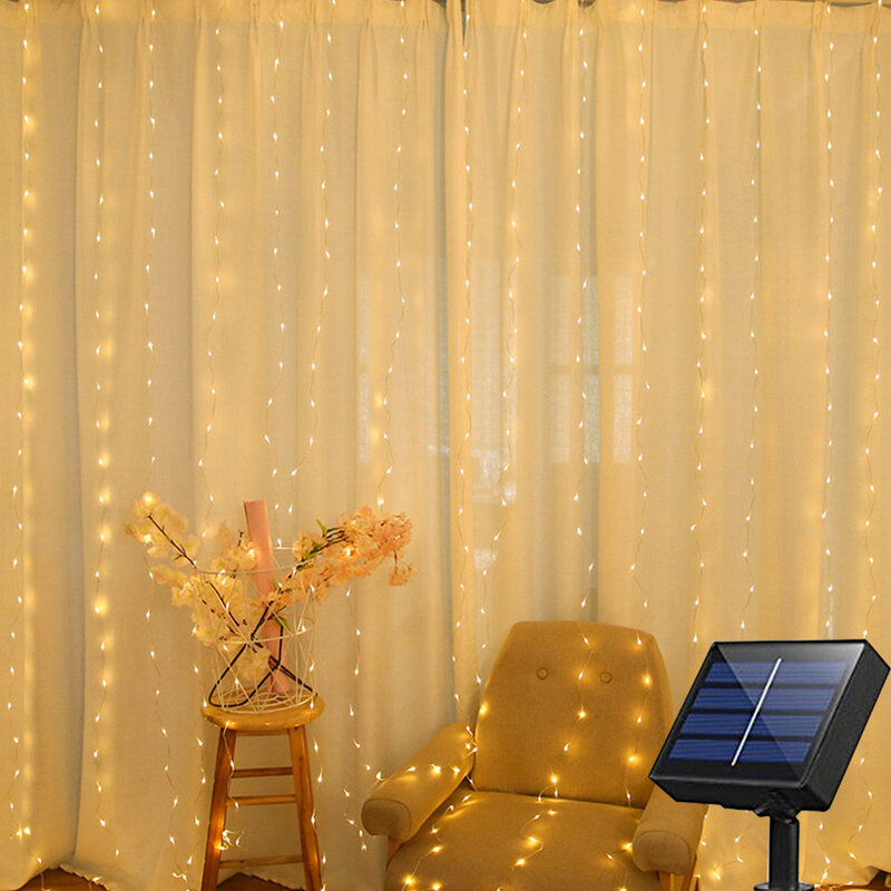 300 LED Tirai Jendela Lampu Tali Peri LED Karangan Bunga Lampu Tirai Natal Pesta Pernikahan Liburan Luar Ruangan Lampu Hias