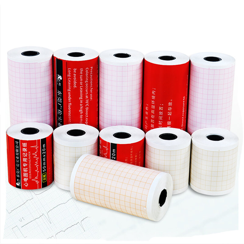 ( 10 Rolls / Box ) ECG Printing Paper Single  Three  Six Lead Medical 80X20m 50X20m 63X30m 112X20m  Drawing Thermal 
