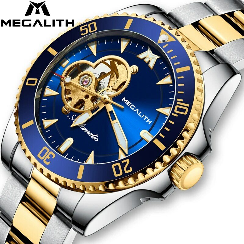 2020 megalith relógio de luxo masculino relógios mecânicos automáticos 30 m lumninous relógio masculino esportes relógio de pulso mecânico à prova dwaterproof água