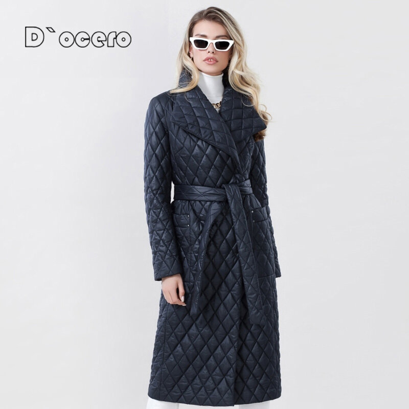 D'OCERO 2021ผู้หญิงฤดูหนาวลงเสื้อแฟชั่นลายสก๊อตคลาสสิก Parka คุณภาพสูง Outerwear ยี่ห้อเบาะ Quilted Coat
