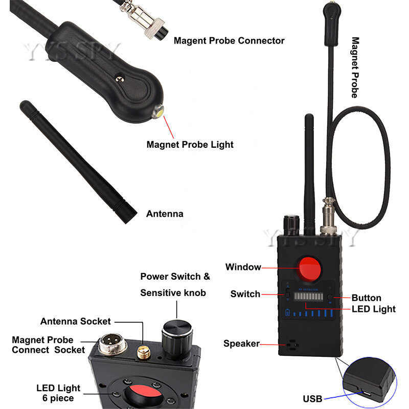 G328 Profesional Detektor Kamera Tersembunyi Mata-mata Mini Sinyal RF Kamera Anti Asli Pelacak Lokasi GPS Magnetik Audio Nirkabel GSM Pencari Bug