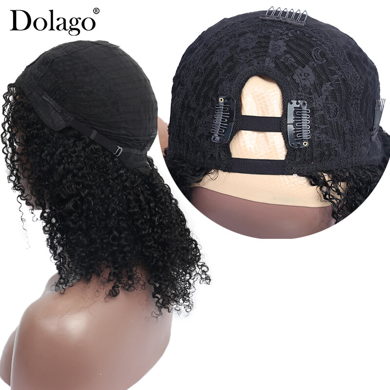 Dolago-peluca Afro rizada con parte en U para mujer negra, cabello humano virgen brasileño, 3b, 3c