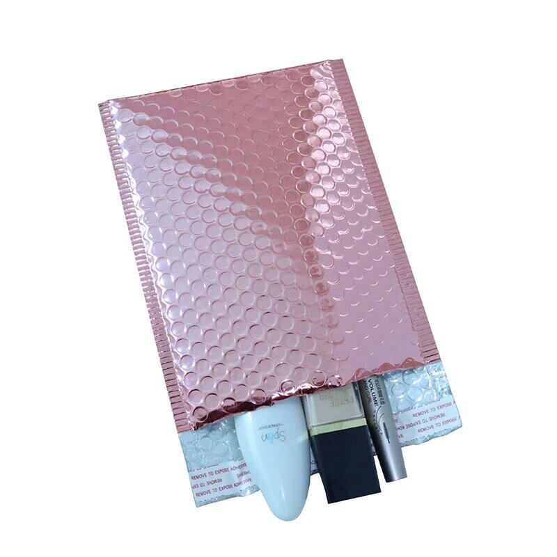 10PCS/8sizes Rose Gold Metallic Bubble Mailers Foil Padded Bags Aluminized Postal Bags Gift Packaging Padded Shipping Envelopes