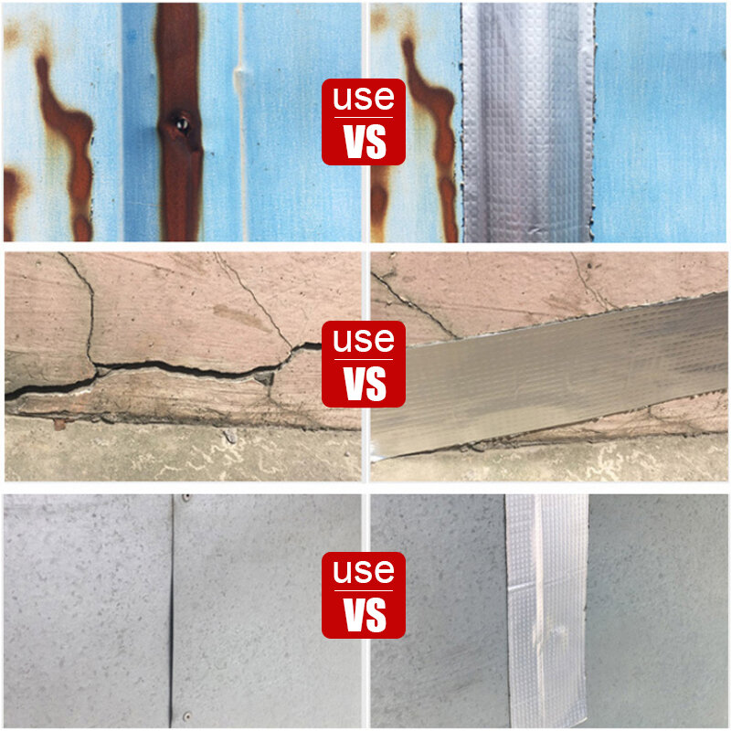 Cinta impermeable resistente a altas temperaturas, papel de aluminio grueso, cinta de butilo para reparación de conductos de techo, grietas de pared, 5-10M