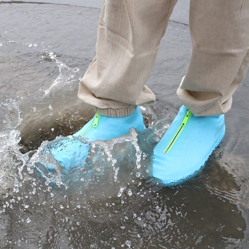 FamtiYaa-미끄럼 방지 실리콘 방수 신발 커버 오버슈즈 남녀 공용, 지퍼, 세척 가능, 비 신발, 2020