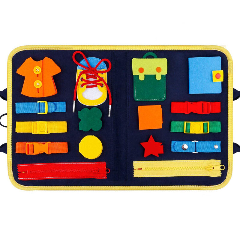 Felt Sensory Board เด็ก Busy บอร์ด Montessori ของเล่นซิปชุด Basic Skill การฝึกอบรมการเรียนรู้การศึกษาก่อนวัยเรียนของเล่น