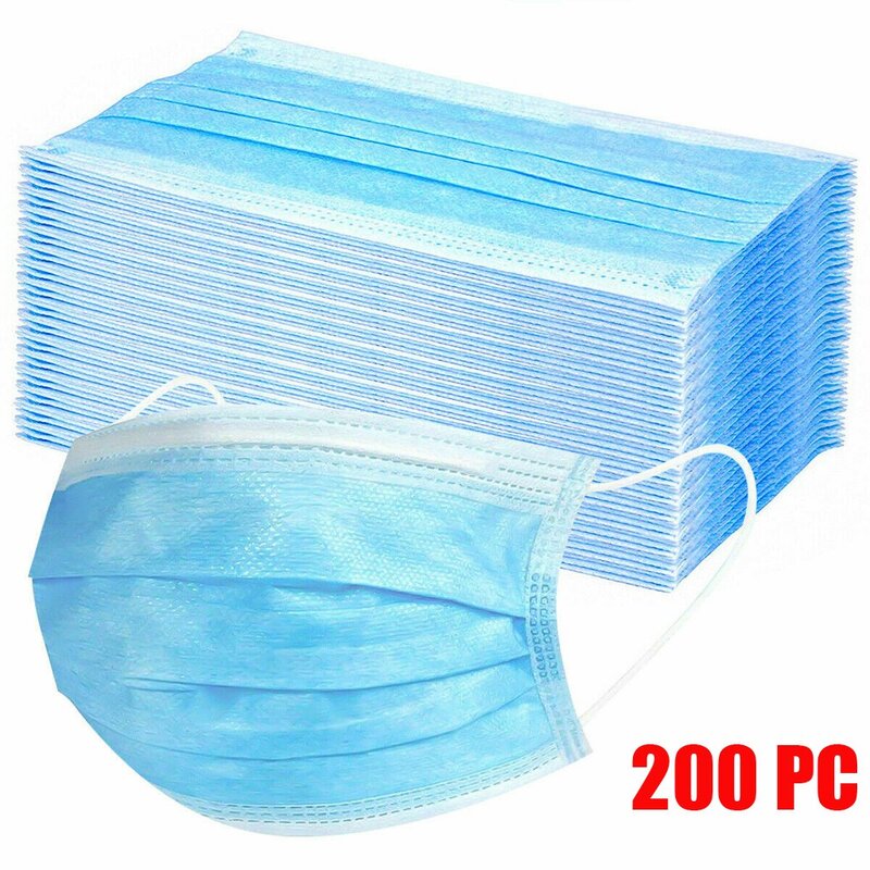 200/600/500/400/300/100/50/20/10pcs Set Blue Mouth Mask Disposable Cotton 3 Layers Non-Woven Ear Loop Tapabocas #W