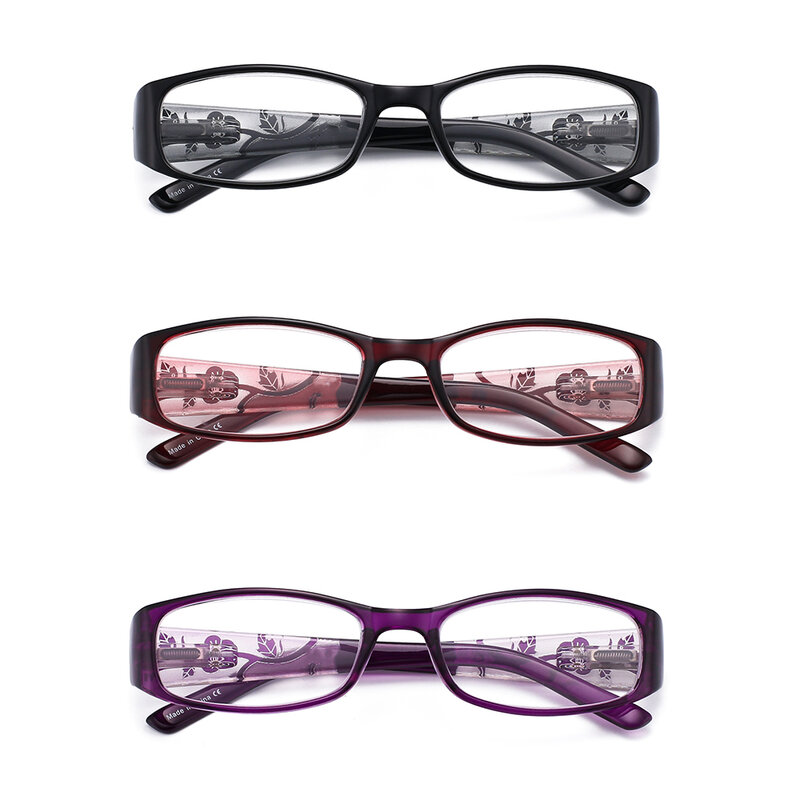 JM Kacamata Baca Persegi Engsel Musim Semi Vintage Wanita Lengan Tebal Kaca Pembesar Presbyopic Kacamata Diopter