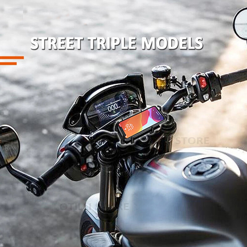 Novos acessórios da motocicleta preto suporte do telefone móvel gps suporte para modelos triplos de rua 2011-2016 2015 2014