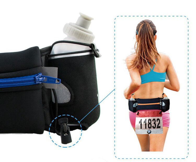 Marathon-riñonera deportiva con doble bolsillo para hombre y mujer, bolsa de cintura para correr, teléfono, Fitness, botella de agua