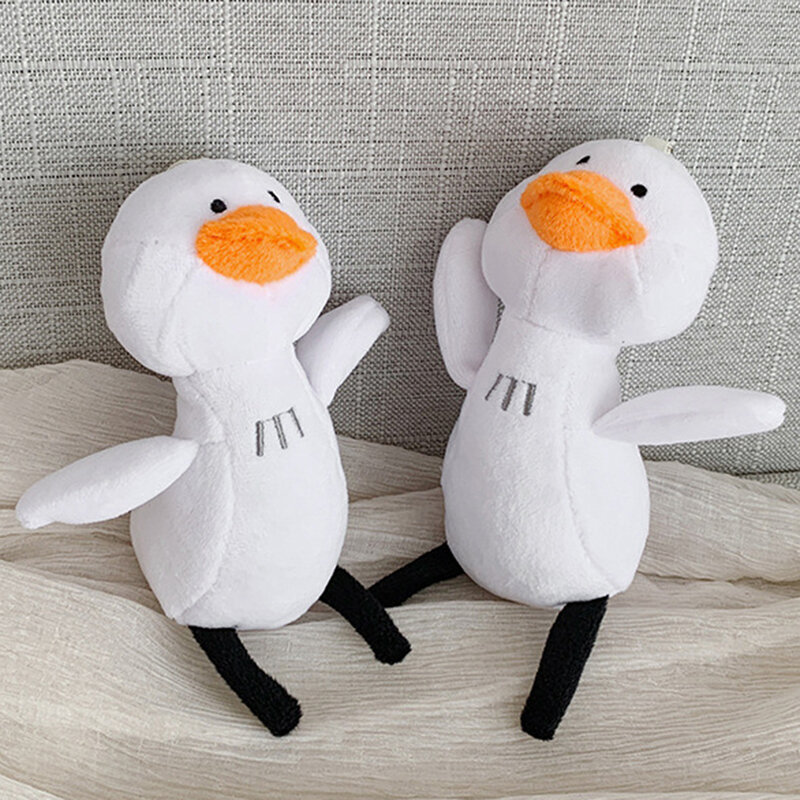 Soft Little White Duck Plush Toy, Pendurado Boneca com Chaveiro, Bonito Kawaii Plushie, Saco Pingente, Brinquedo Animal de Pelúcia