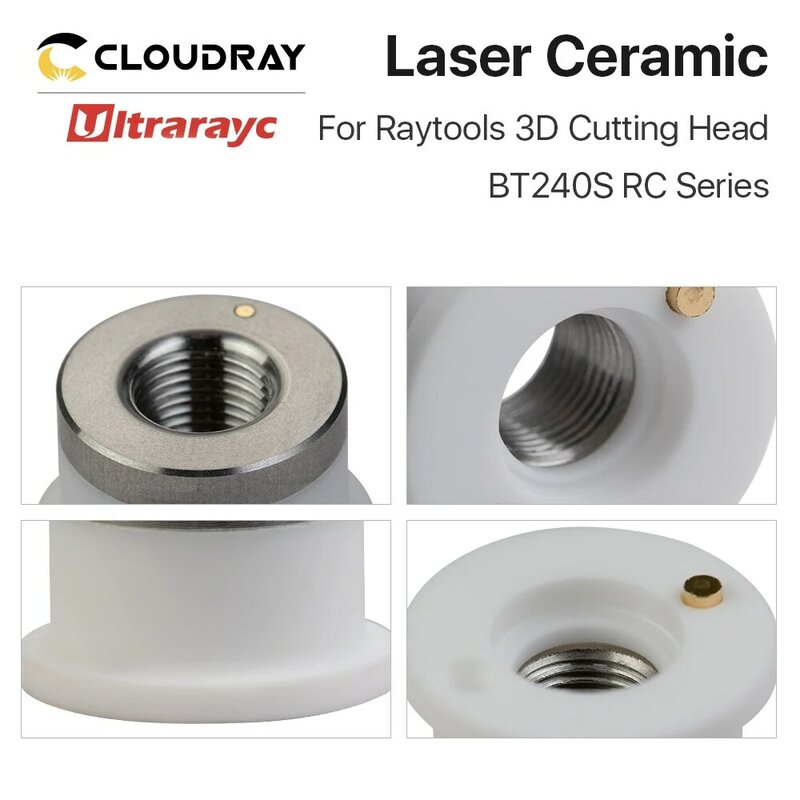 Ultrarayc-cabezal de corte 3D de cerámica láser, diámetro de 19,5mm, rosca M8, altura de 12,5mm, soporte de boquilla para Raytools BT240S RC Series
