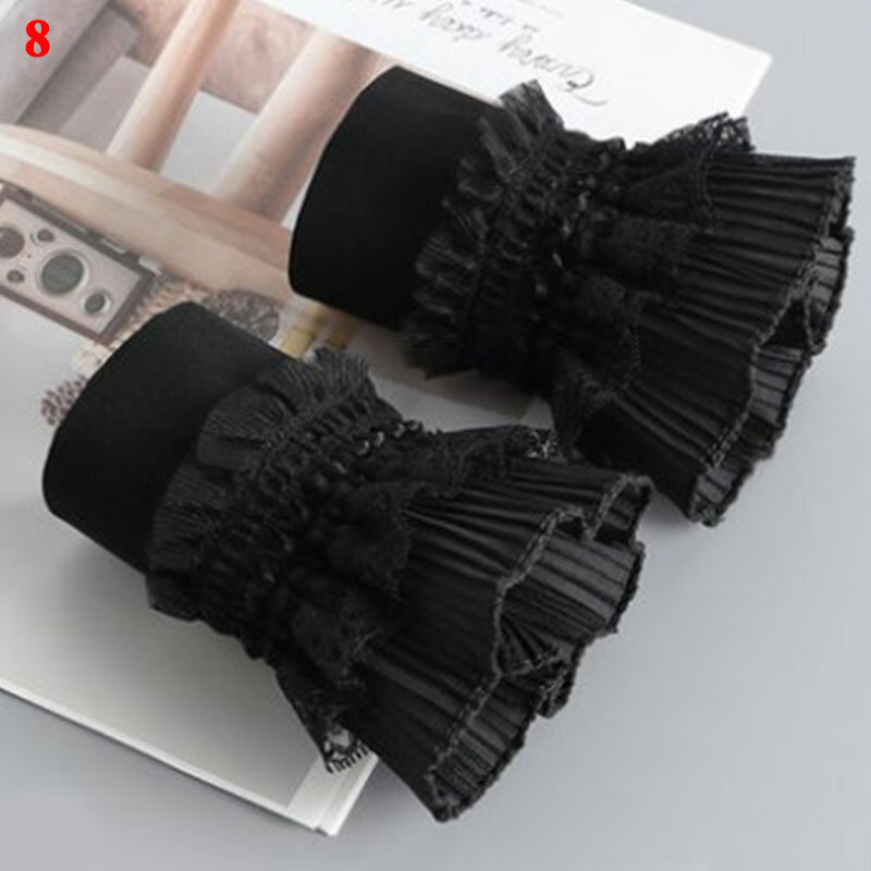 1 Pairs Vintage Multi Layer Ruffles Lace Fake Sleeve Arm Cover Elbow Sleeve Cuff Cutout Thin Section Scar Cover Gloves Female