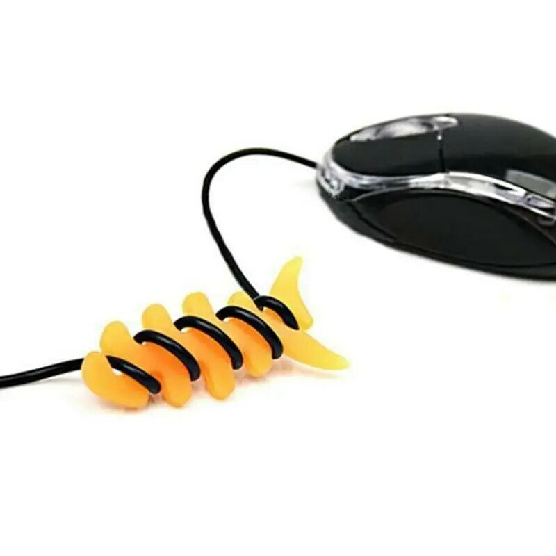 5個魚の骨イヤホンケーブルワインダーコードオーガナイザー電話タブレットマウスコンピュータヘッドホンケーブル