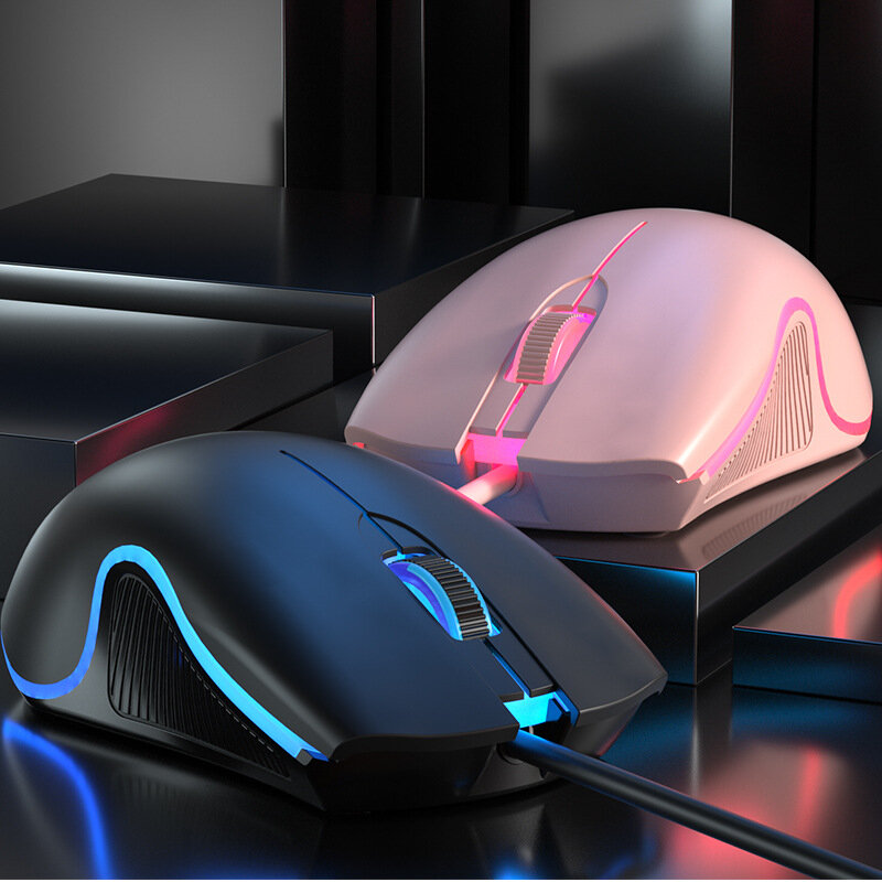 Ratón óptico con cable para videojuegos, Mouse silencioso con retroiluminación RGB, 1000 DPI, 6 botones, USB, para ordenador portátil y de escritorio