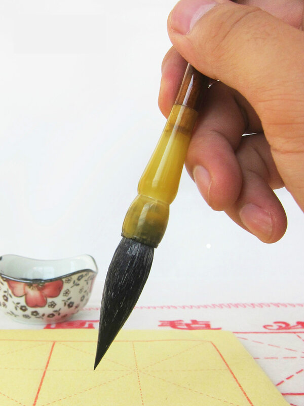 4個ウール & イタチの髪中国絵画ライティングブラシセット大規模な通常のスクリプト書道手書き練習クラフトサプライ