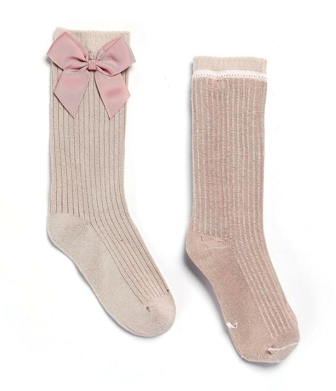 ถุงเท้าเด็กหญิงเข่าถุงเท้าสูงกับBows Strippedเด็กวัยหัดเดินถุงเท้ายาวเด็กถุงเท้าเด็กทารกSocken
