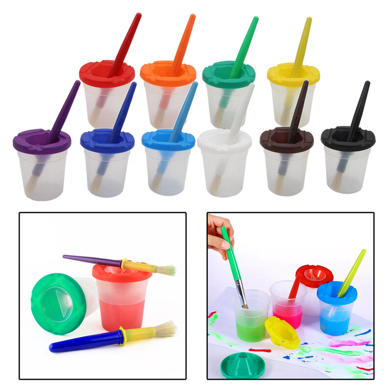 10 шт. водостойкая краска чашки, без разлива краска чашки с крышкой дети живопись игрушки