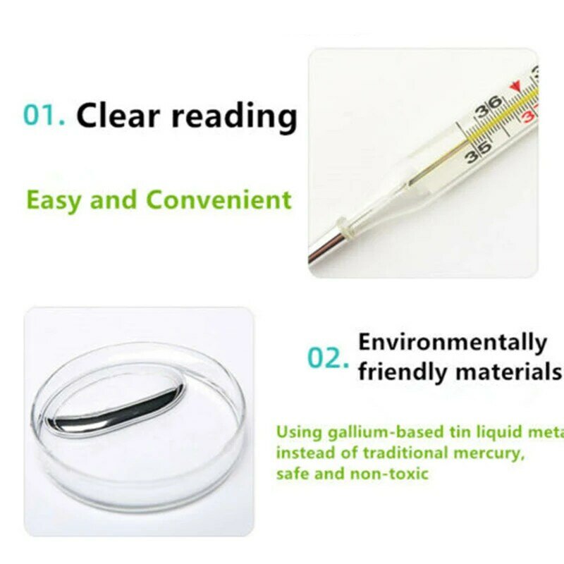 Draagbare Lichtgewicht Kwik-Gratis Dual Schaal Klassieke Traditionele Glas Nauwkeurigheid Thermometer Voor Home Baby Volwassenen 35-42 C