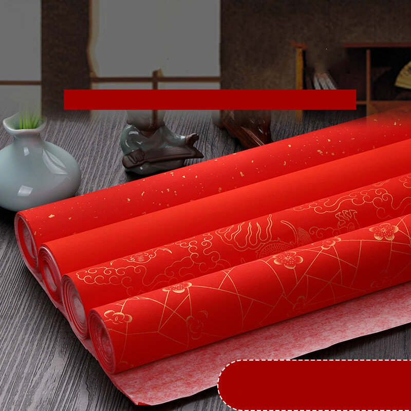 Papier de calligraphie traditionnel du nouvel an chinois, 10 pièces, rouge, Xuan, Festival du printemps chinois