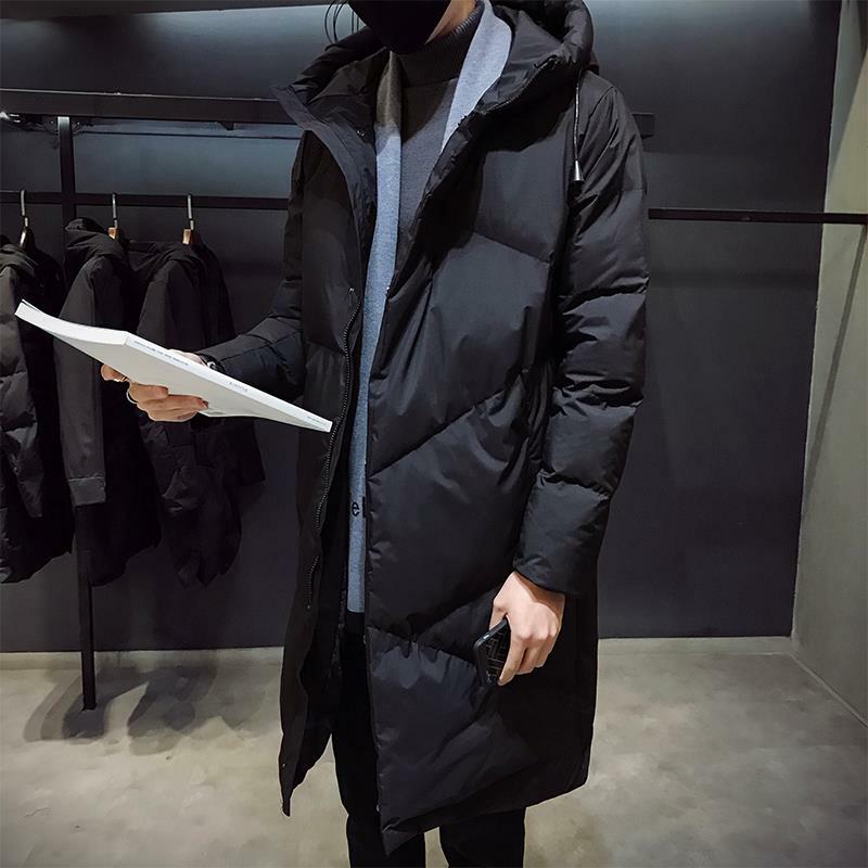 Jaqueta preta longa grossa e quente masculina, casacos de alta qualidade, roupa de marca, moda inverno, novo, 5XL, 2024