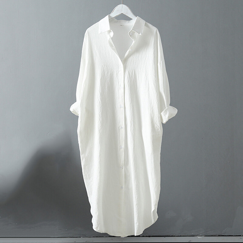 Damska biała bluzka koszule luźne 2020 wysokiej jakości moda długi duży rozmiar niebieski bawełna kobiety bluzka koszula topy nowa wiosna lato