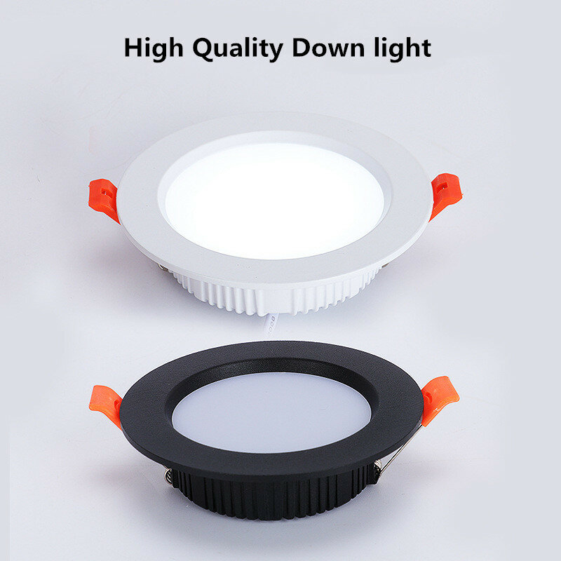 Biały czarny LED typu Downlight 3W 5W 7W 9W 12W 15W 18W aluminium wpuszczane LED oświetlenie punktowe sypialnia kuchnia kryty oprawa sufitowa led lampa