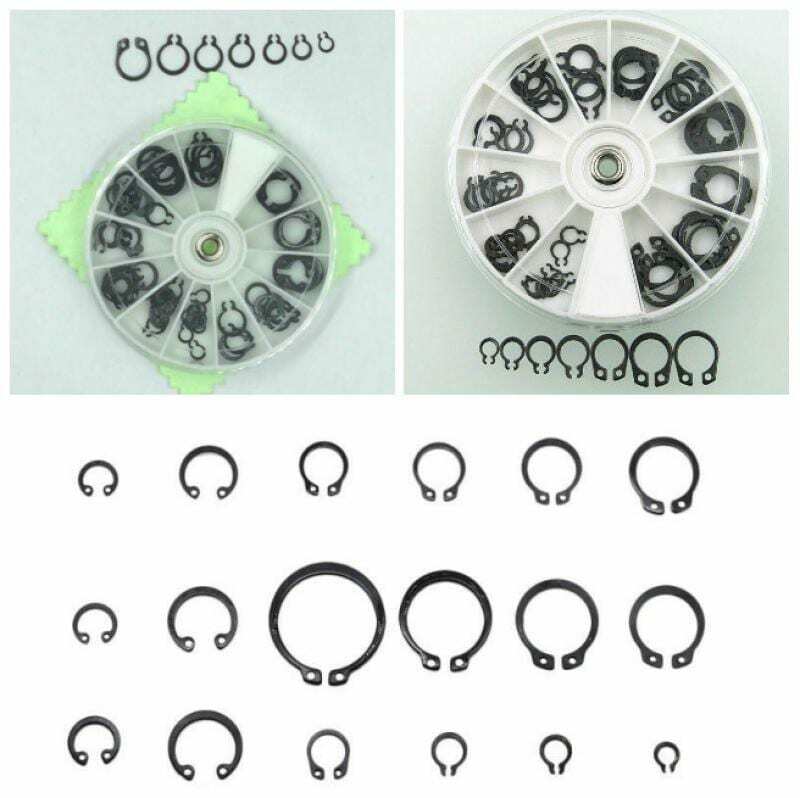 70Pcs anelli di sicurezza esterni rondelle E-clip anello di ritegno a scatto Kit di assortimento in acciaio al carbonio