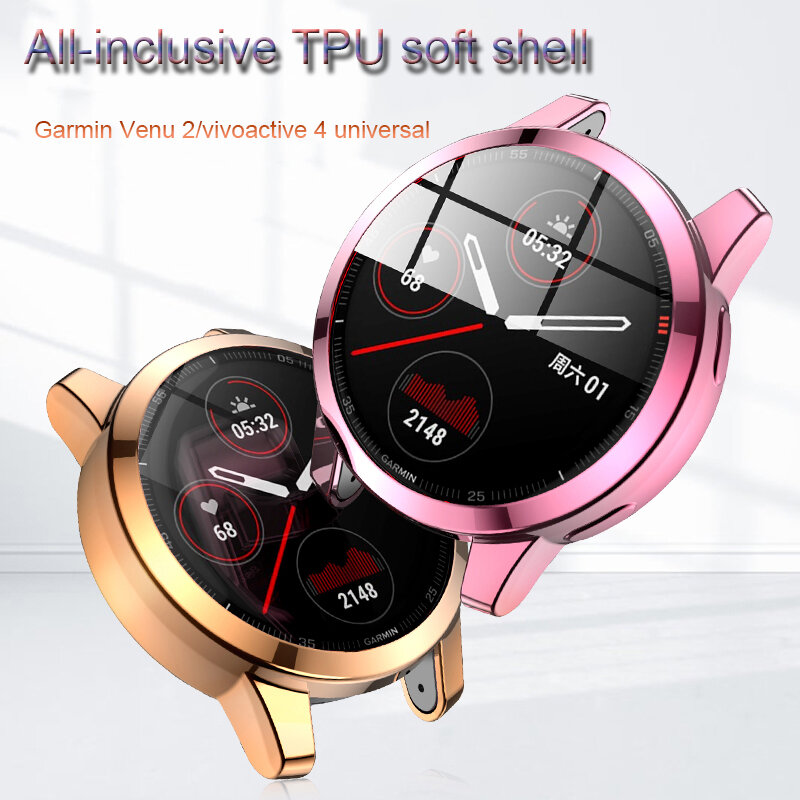 Carcasa protectora galvanizada para reloj Garmin Venu 2 /Vivoactive 4, carcasa Universal de TPU, con marco completo, nueva