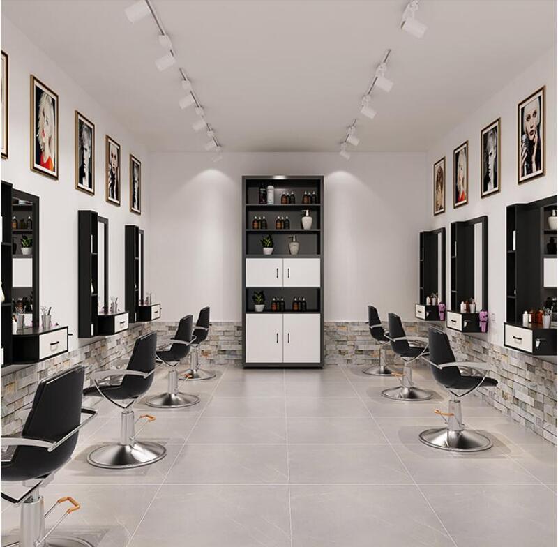Espelho de parede para cabeleireiro, Gabinete para cabeleireiro, Espelho integrado para barbeiro, Bancada de cabelo