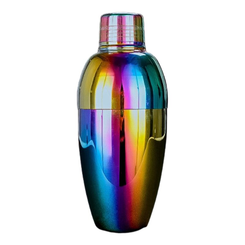 2022 novo vintage de aço inoxidável cocktail shaker embutido filtro iridescente arco-íris metal profissional martini bebida mixer