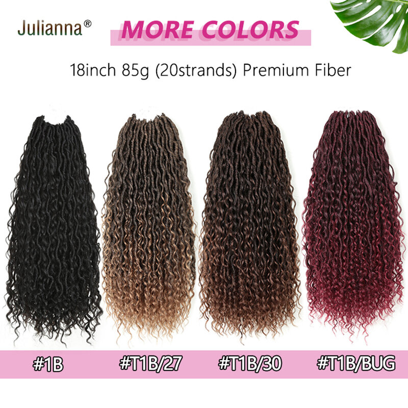Julianna Kanekalon Ombre River Goddess Faux Locs Curly Ends Crotchet Pre-Looped Boho Hippie Locks Synthetic Crochet Braids Hair