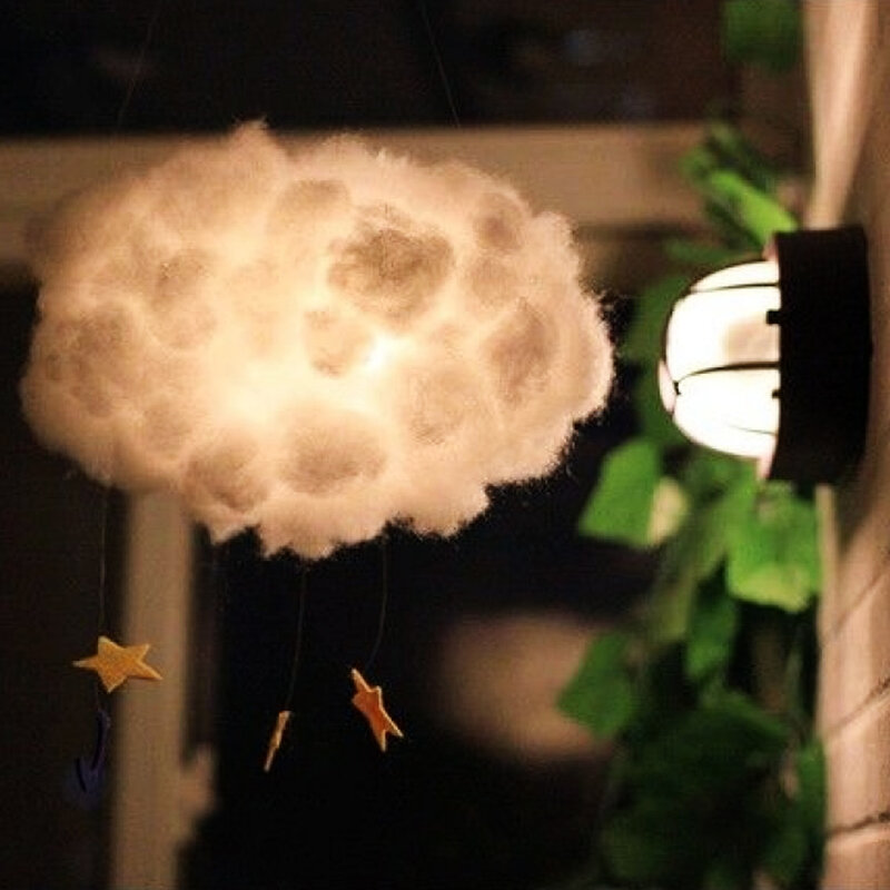 2m DIY Handgemachte Nette Baumwolle Wolke Form Licht Hängen Nacht Licht Für Geburtstag Geschenk Home Schlafzimmer Decor Drop Shipping verkauf