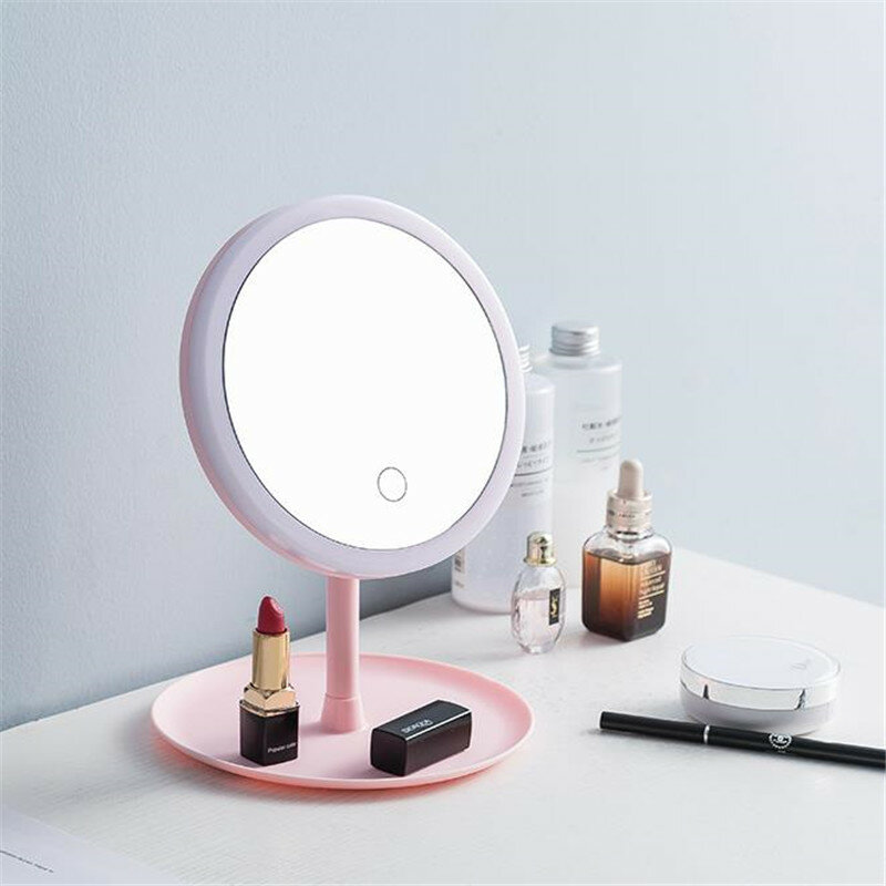 Espelho de maquiagem ajustável usb com led, espelho em pé, tela sensível ao toque, retroiluminado, cosméticos, dropshipping 30