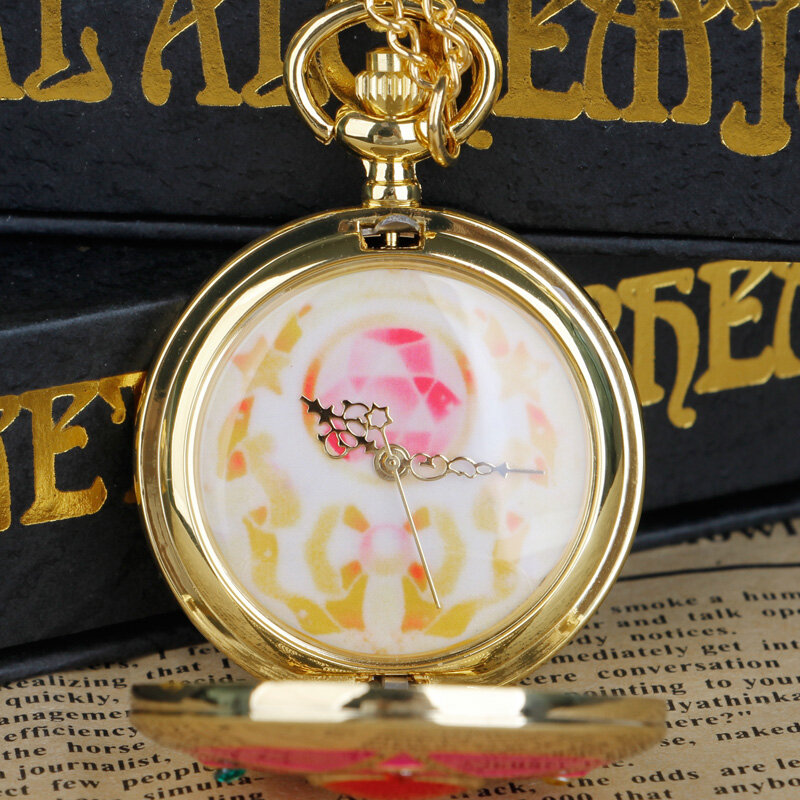 Anime Steampunk relógio de bolso com pingente, colar Cosplay, masculino