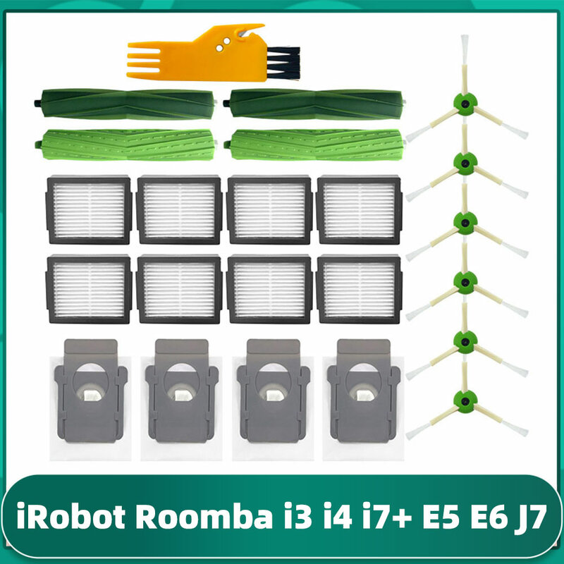 Pièce de rechange pour iRobot Roomba i3 Plus / i4 / i6 / i6 + / i7 / i7 + / i8 / i8 + / E5 / E6/E7, brosse latérale principale, filtre Hepa, chiffon de vadrouille