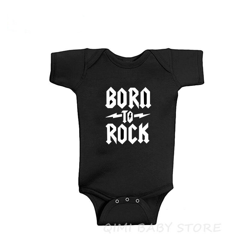 Born To Rock ทารกแรกเกิดทารกแขนสั้นผ้าฝ้ายเด็กน่ารักเด็กทารกเสื้อผ้า Jumpsuit ชุดเด็กทารกเด็กทารก Rock