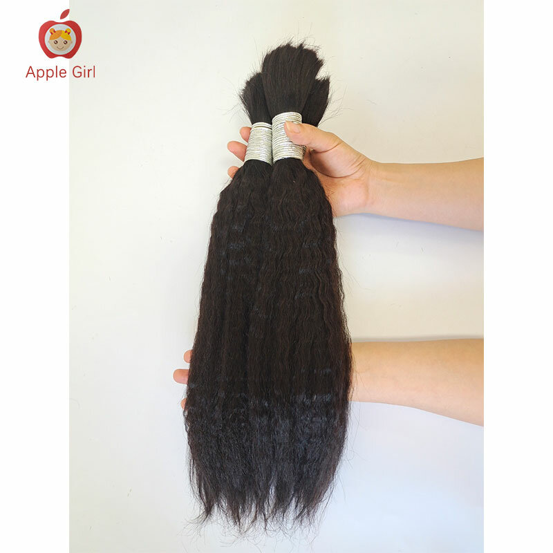 Applegirl-Afro Kinky Straight Hair Bulk, Cabelo humano Remy brasileiro para trança, sem trama Crochet tranças, 8 a 32"