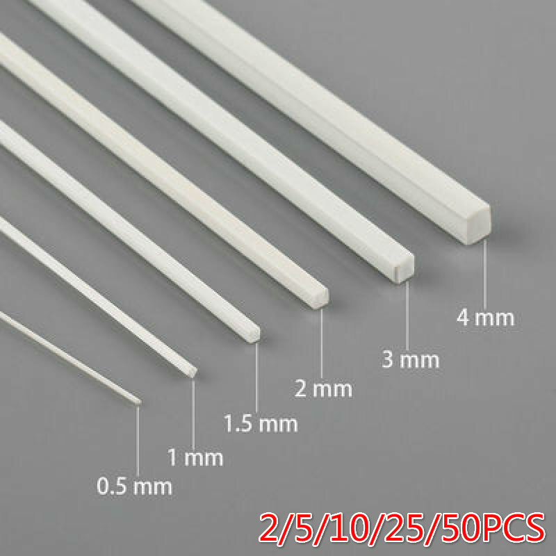 2/5/10/25/50 buah tongkat batang plastik persegi putih ABS untuk bahan Model pembuatan arsitektur Aksesori DIY perlengkapan pemotong