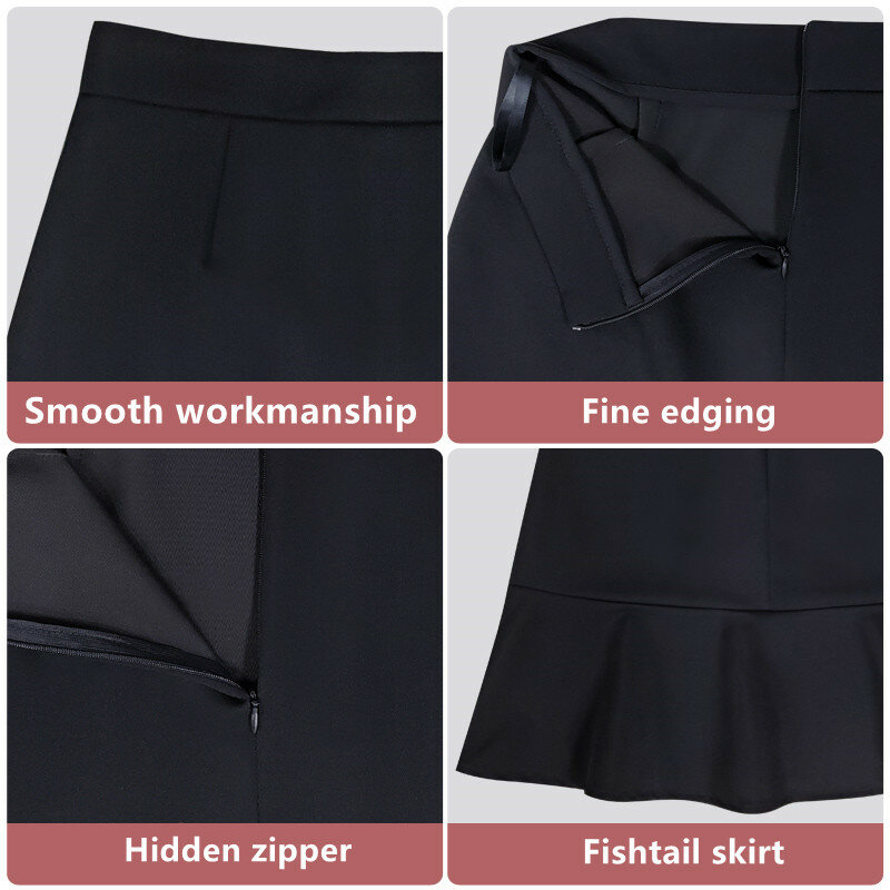 KRCVES 2023 Spring Summer And Autumn New Black Pleated Skirt Women'S High Waist Slim Professional Hip Wrap Short