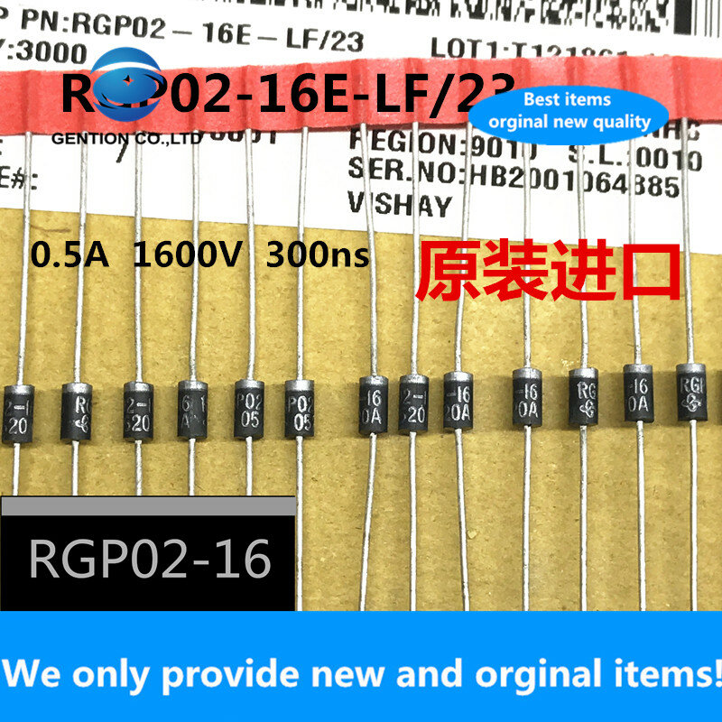 20PCS 100% ใหม่Original RGP02-16E-LF/23 RGP02-16 วิสกี้ 0.5A 1600Vไดโอดสาย 300ns
