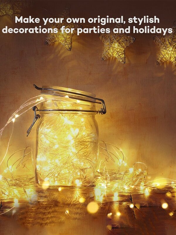 Guirlande lumineuse à 10 LED avec boîte à piles, décoration féerique décorative pour fête intérieure
